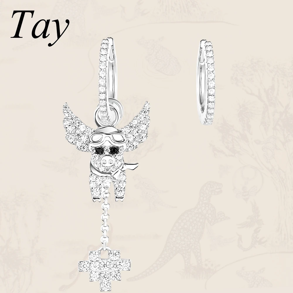 

Tay 925 sterling silver lovers ladies women engagement wedding gifts native american punk wristband fashion jewelry Earrings