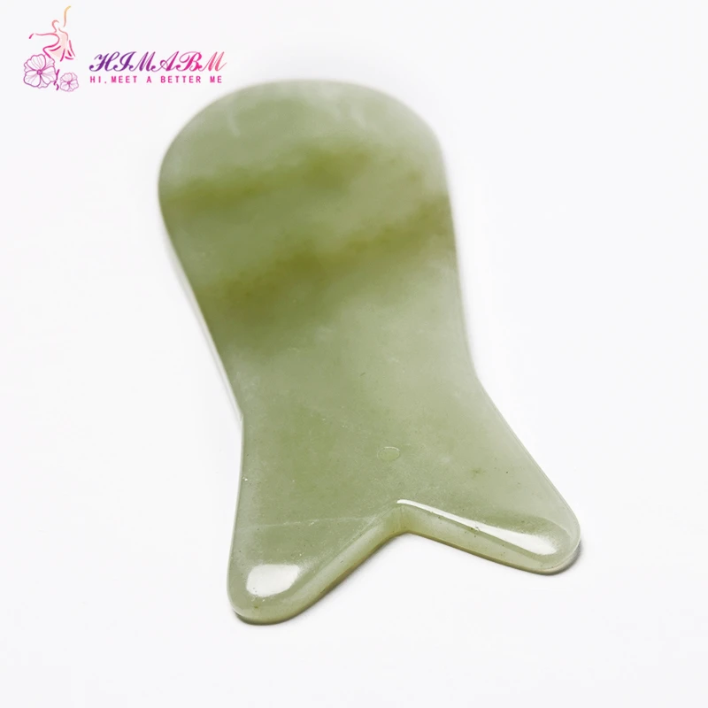 Natural light green jade small size fish shape guasha board massage tool facial treatment scraping tool for body health care Natural light green jade small size fish shape guasha board massage tool facial treatment scraping tool for body health care