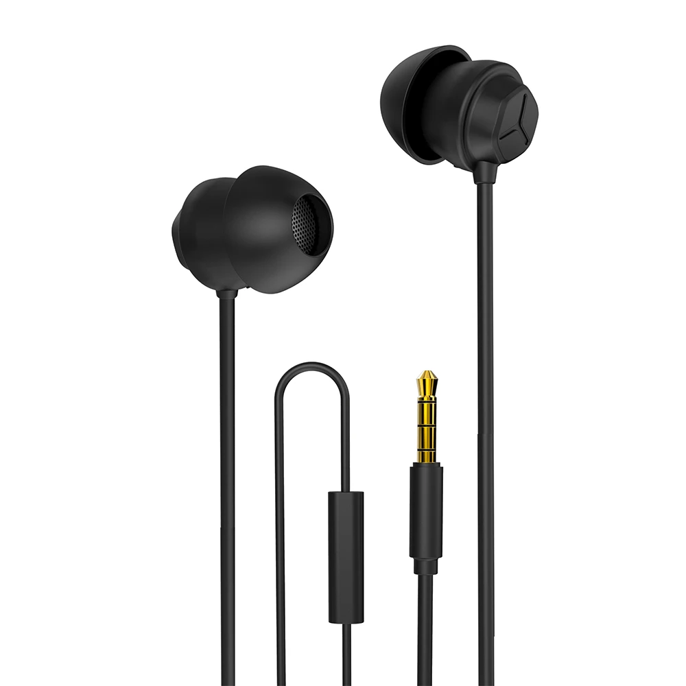 Beste 3.5mm Slapen Koptelefoon Modieuze Zachte Siliconen Dual Dynamische Ruisonderdrukking met Mic Stereo Control voor iPhone Huawei