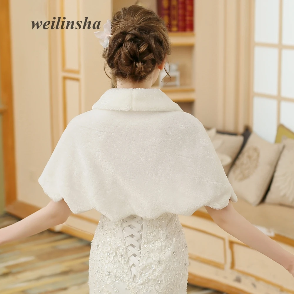 Weilinsha новый очаровательный Обёрточная бумага теплые Для женщин Взрослый искусственного меха Свадебные платья особых поводов Свадебные