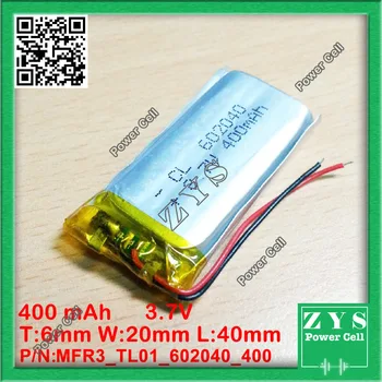 

602040 3.7V 400mah Lithium polymer Battery with Protection Board For PDA Tablet PCs Digital Products 062040 400 mAh 6x20x40mm