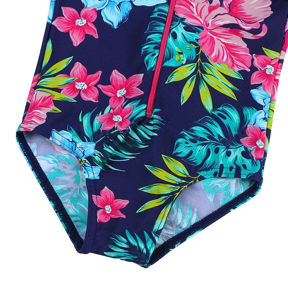 BAOHULU Navy Floral Baby Swimwear Long Sleeve UPF50+ Girls' Swimsuit One Piece Children Swimwear Toddler Bathing Suit Beachwear children swimsuit