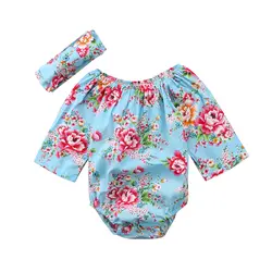 Милые цветочные новорожденных ползунки с длинными рукавами для маленьких девочек, боди, комбинезон, одежда для детей 0-18 месяцев