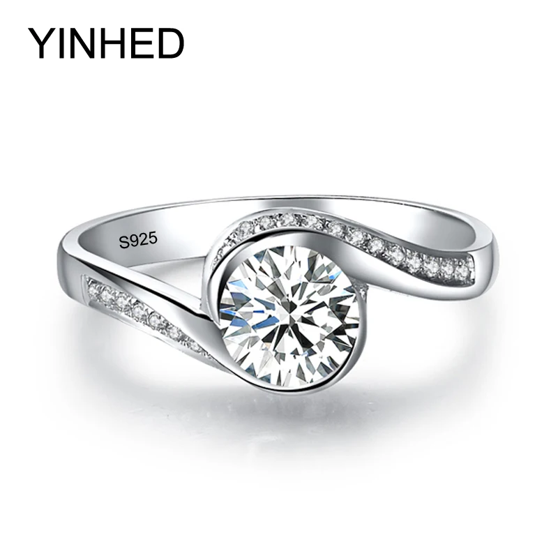 yinhed elegant solitaire ring genuine 925 sterling silver wedding rings for women 6mm 1 carat cz - Elegant Wedding Rings yinhed elegant solitaire ring genuine 925 sterling silver wedding rings for women 6mm 1 carat cz - Elegant Wedding Rings