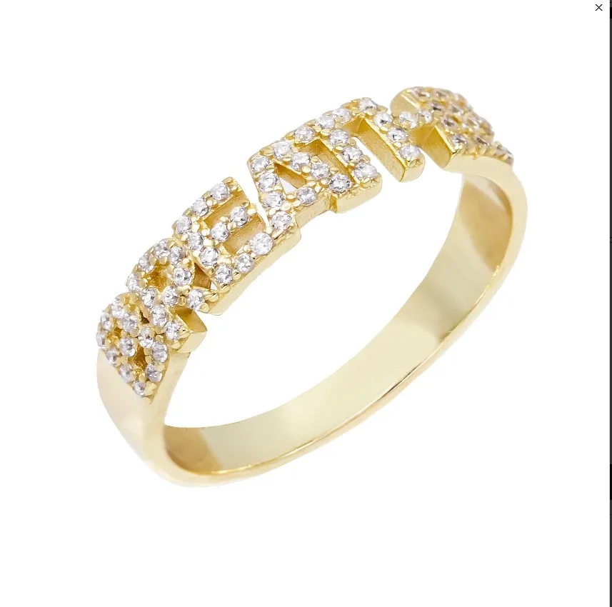 Горячая Распродажа золотого цвета, белое красочное cz очаровательное кольцо на палец с надписью, элегантное модное кольцо для женщин, Трендовое ювелирное изделие