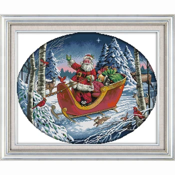 

Santa Claus Christmas decoration patterns Counted Cross Stitch Cartoon Cross Stitch 14CT Cross-Stitch Kit Handmade Embroidery