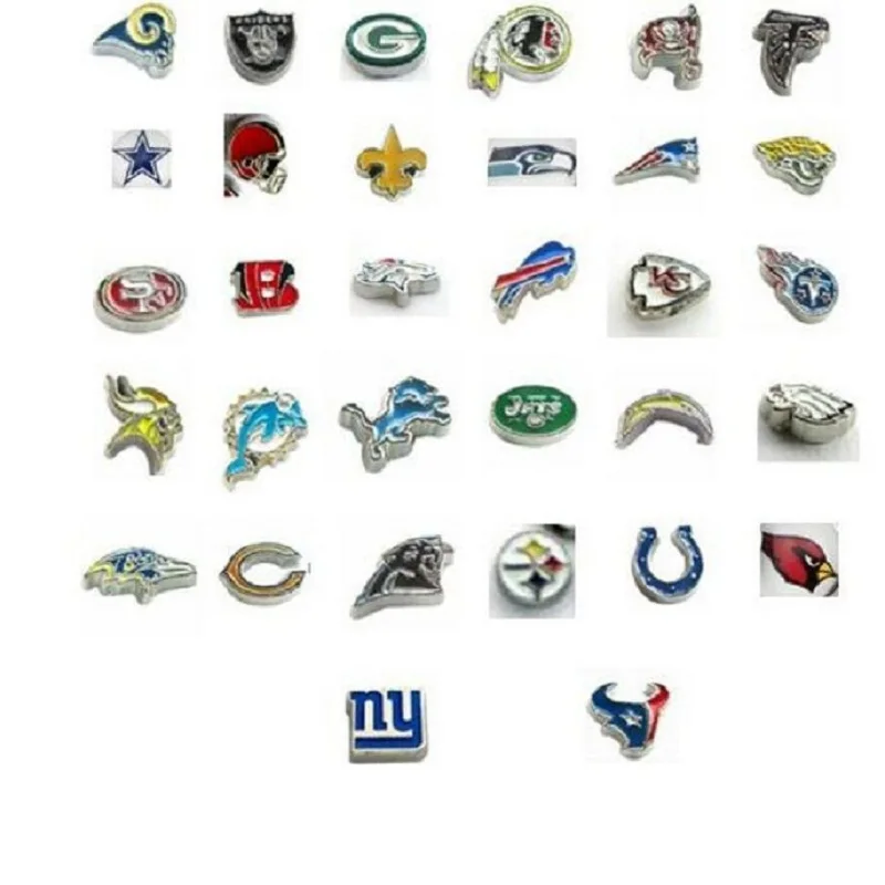 

20PCS Enamel American Football Teams Floating Locket Charm For Living Locket 24 Teams For Choosing