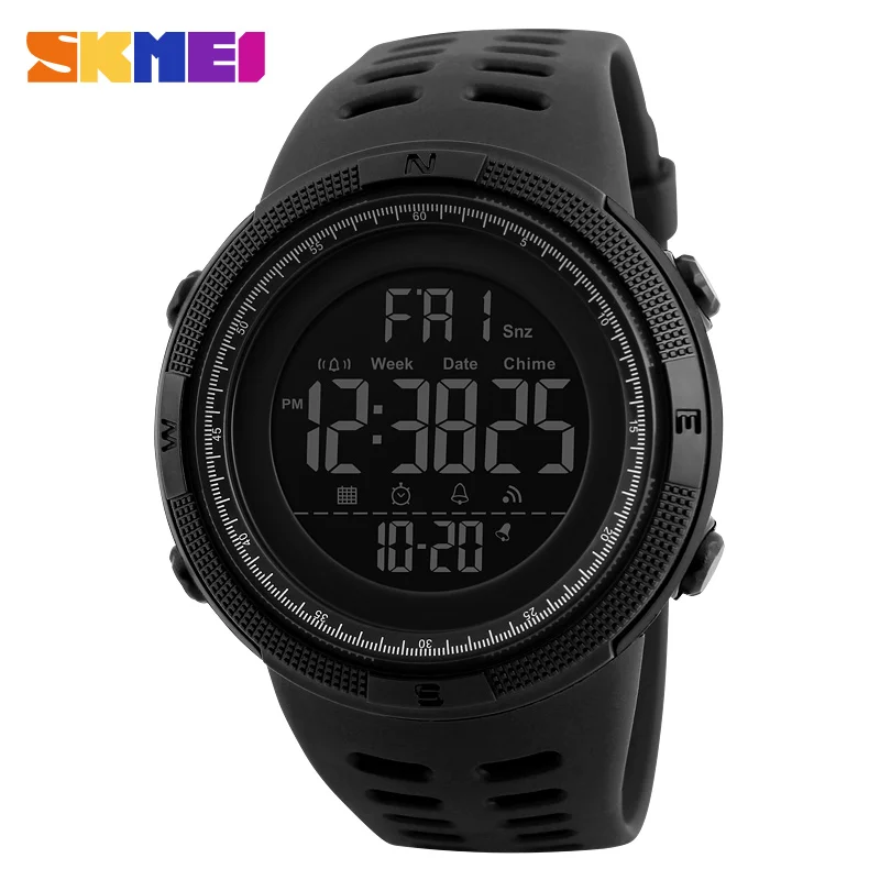 

Fashion Design Skmei 1251 Men sports Electronic watches 5Bar Waterproof Clock Multifunction Double Time Digital Male Wristwatch