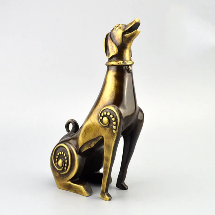 

Lucky Dog Pure bronze zodiac dog ornaments Home jewelry creative living room Ornaments Bronze crafts