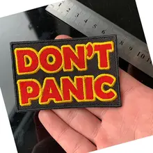 Надпись DONT PANIC вышитый значок патч Железный на футболке украшения отделка шитье DIY легкое платье из шифона