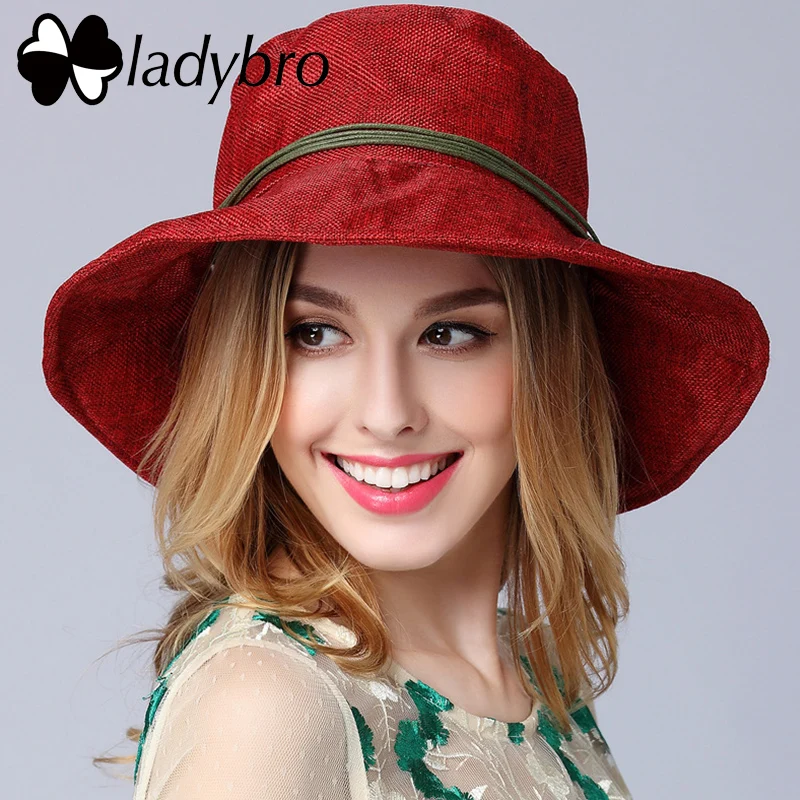 Брендовая летняя пляжная шляпа Ladybro с большими полями женская деревянными