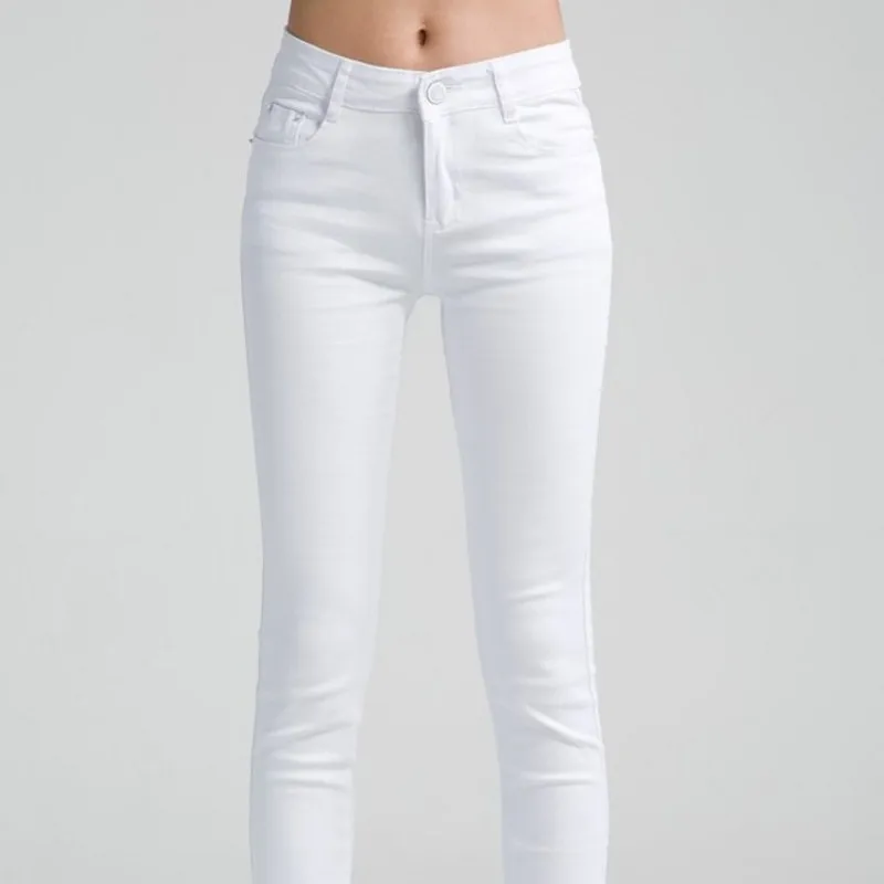 2017 spring summer white trousers skinny pants pencil pants female slim