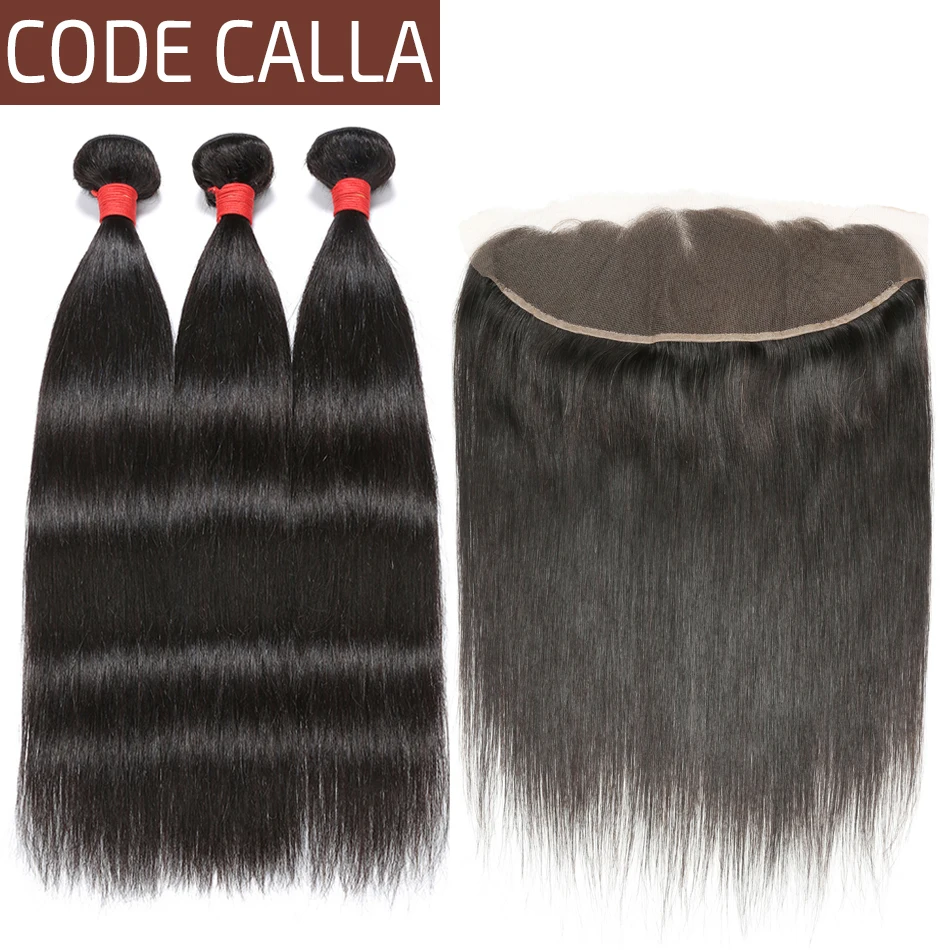 

Code Calla Peruvian Straight 3 Bundles With 13X4 Lace Frontal Closure 100% Pre-colored Raw Virgin Human Hair Weave Free Shipping