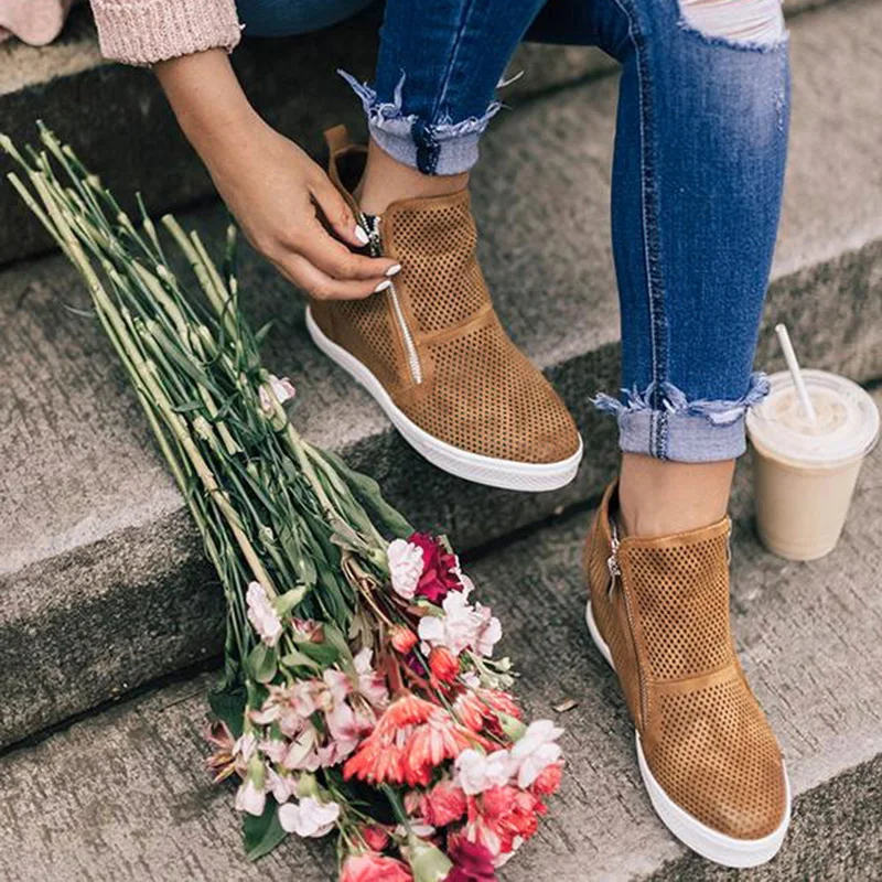 

Women Sneaker Antiskid Shoes Casual Shoes For Woman Walking Sneakers Soft Breathable Zipper ladies Shoes