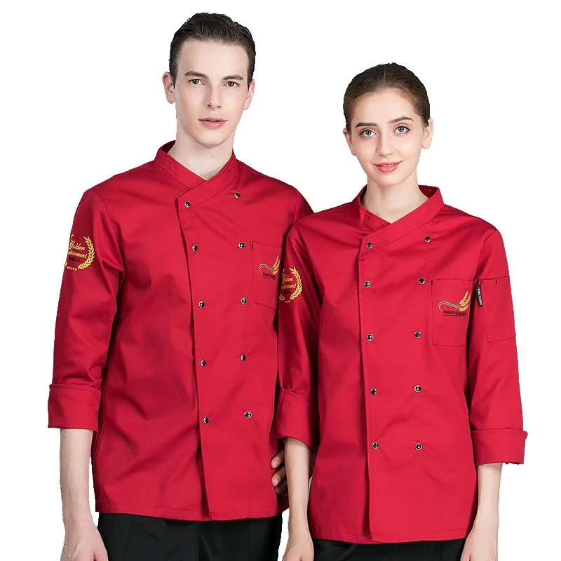 Chef's Work Clothes Long Sleeves Kitchen Uniform Women Men Western Restaurant Dining Plus Size Chinese Cook Overalls H2044 |