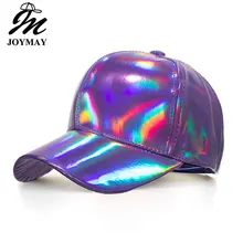 Joymay, Новое поступление, блестящая одноцветная бейсбольная Кепка из искусственной кожи, супер крутая Бейсболка унисекс, повседневная Регулируемая Кепка s B556