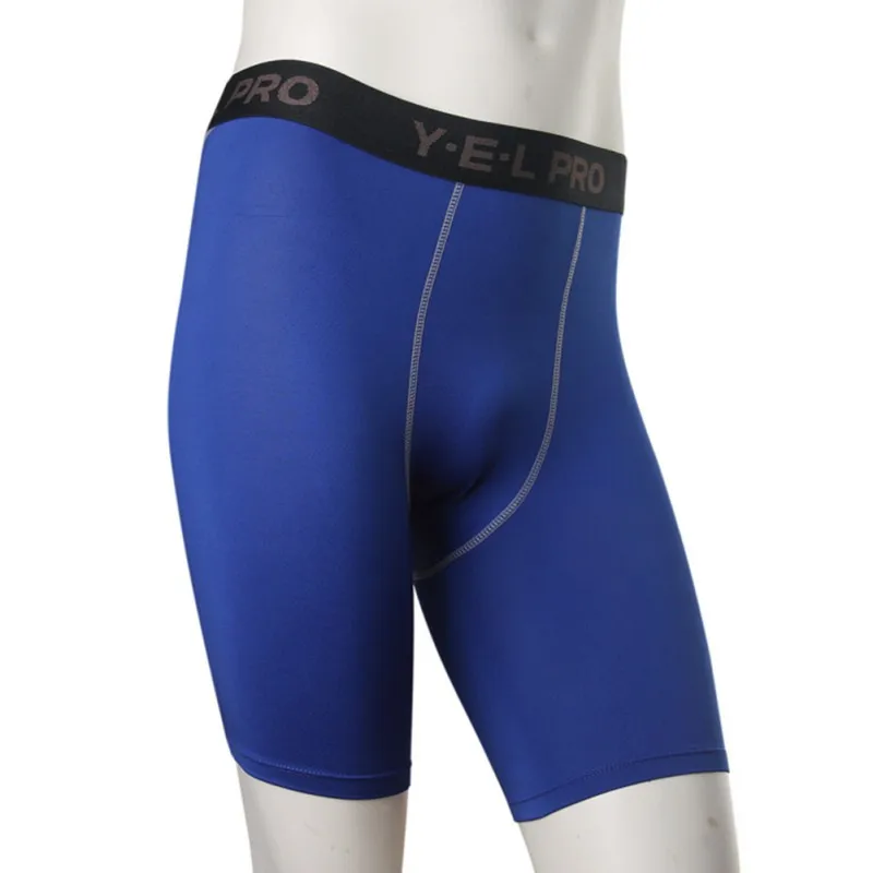 Для мужчин функциональное компрессионное быстросохнущая для бега занятий спортом спортзала короткие брюки - Цвет: Синий
