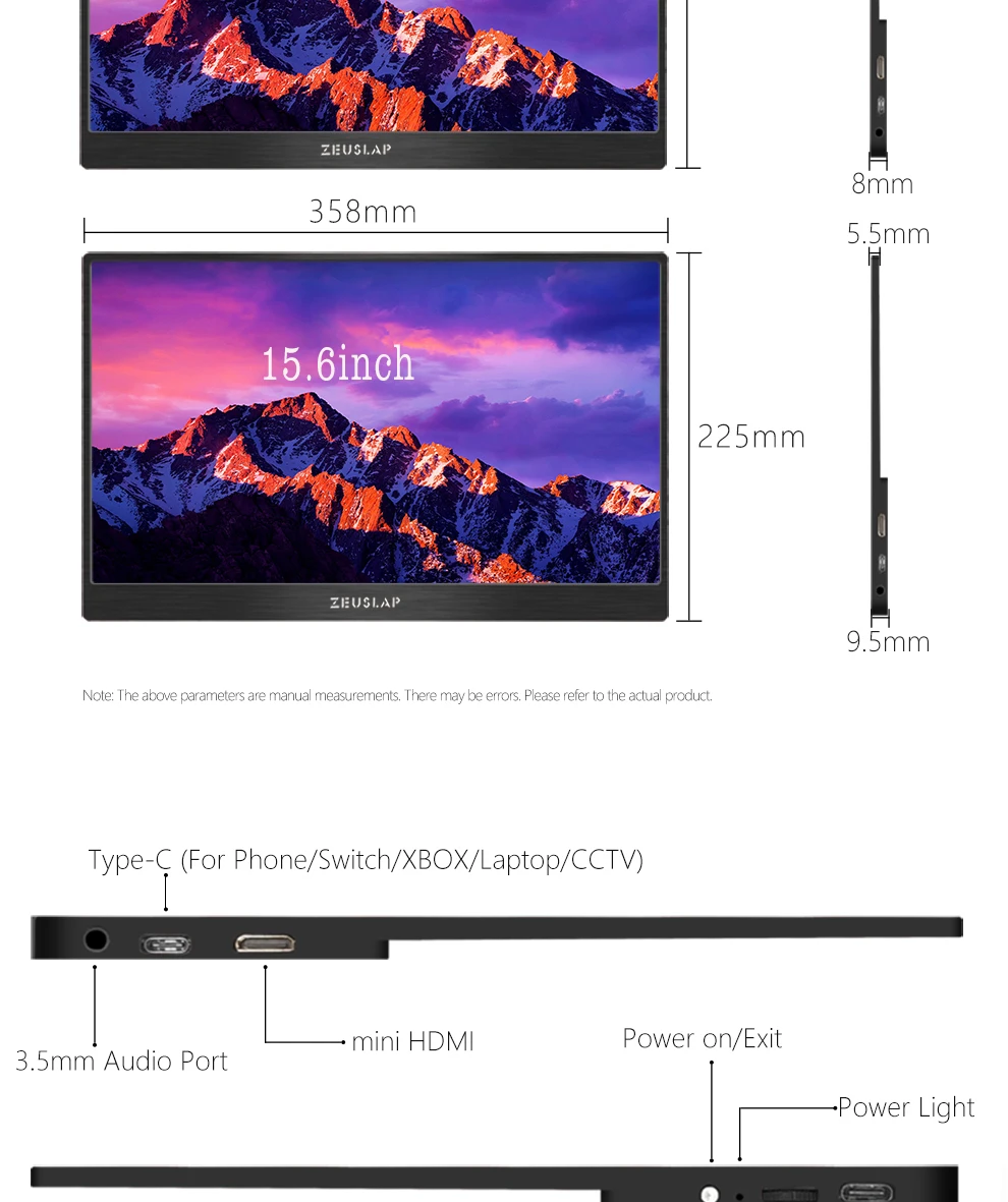 13,3 дюймов портативный светодиодный ЖК-монитор экран для samsung S8 DEX, Macbook Pro, Switch, PS3, PS4 расширенный экран