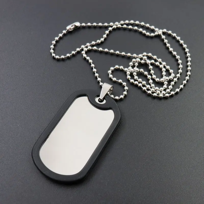 HALAMAKA ювелирные изделия пустые из нержавеющей стали Dogtags с оболочкой глушитель защиты армейские украшения 28 мм* 49 мм метки 60 см цепи