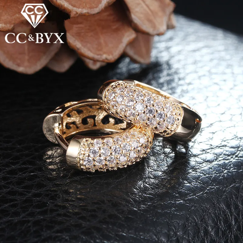 

2017 fashion cc earrings for women zirconia clip earring rose gold filled with austrian crystal boucle d'oreille jewelry E022