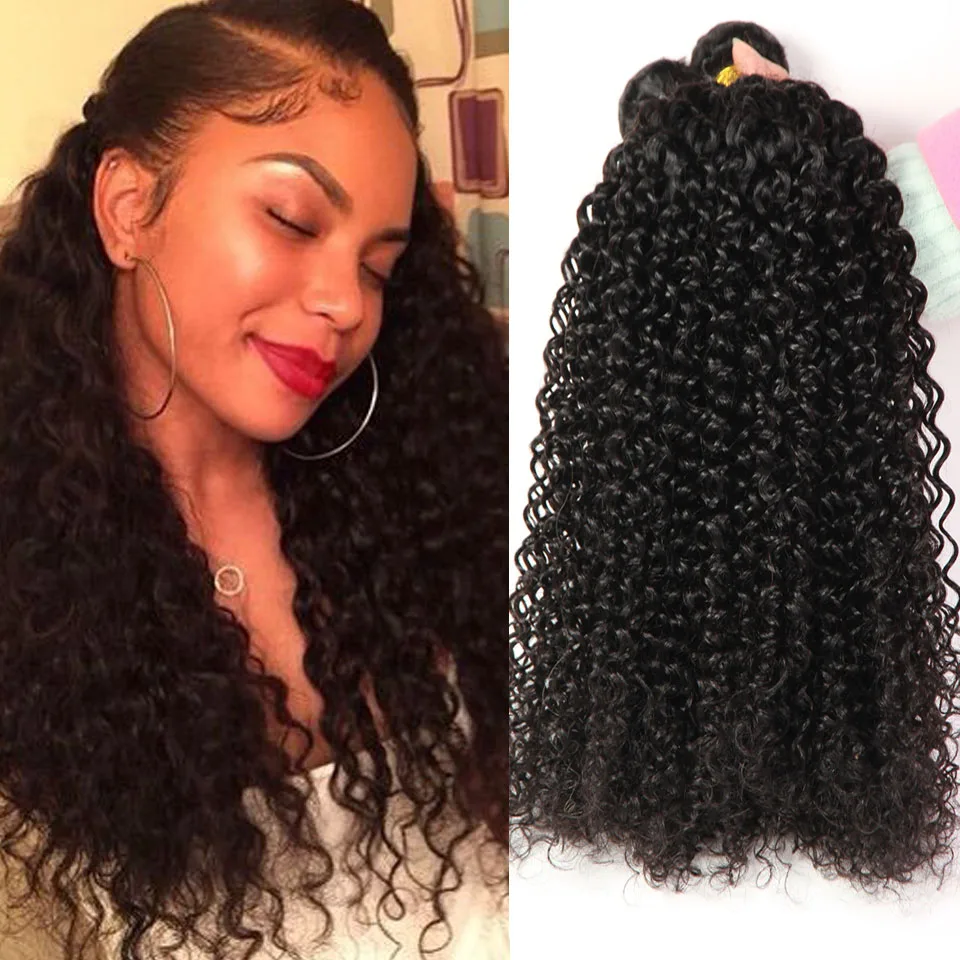 Необработанные Странный Вьющиеся Волосы Девственные 3 шт. Бразильский Волос Weave