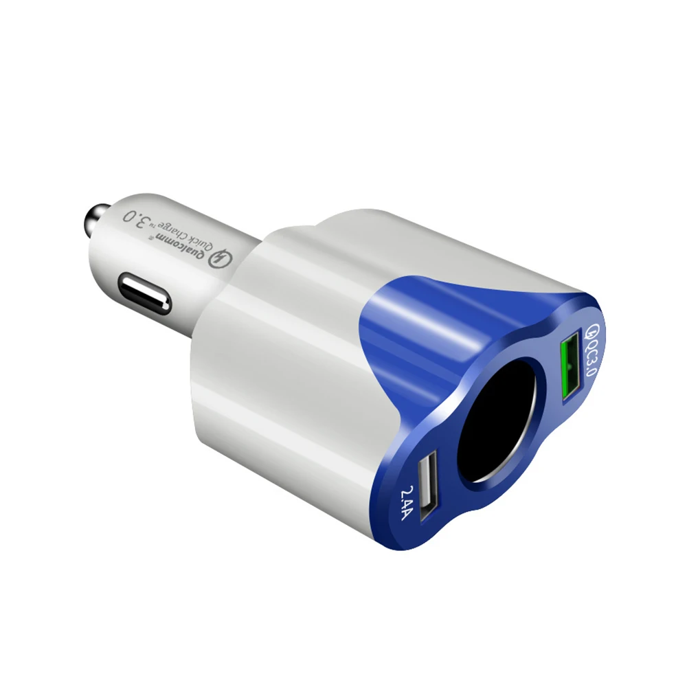 blue Двойной USB для зарядки Автомобильный делитель быстрая Зарядное устройство гнездо адаптера 12 V-24 V QC 3,0 Автомобиля Зарядное устройство usb-прикуриватель, стилизованный под ручку автомобильные аксессуары - Название цвета: blue