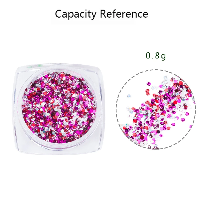 Mtssii голографические пайетки для ногтей блестки 1 г смешанный размер шестигранные Красочные флаконы для ногтей с порошком наконечники для украшения ногтей