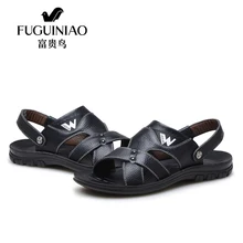 Модные повседневные мужские пляжные сандалии из натуральной кожи; уличные черные мужские сандалии для отдыха; zapatos hombre; Летняя обувь в стиле ретро на плоской подошве