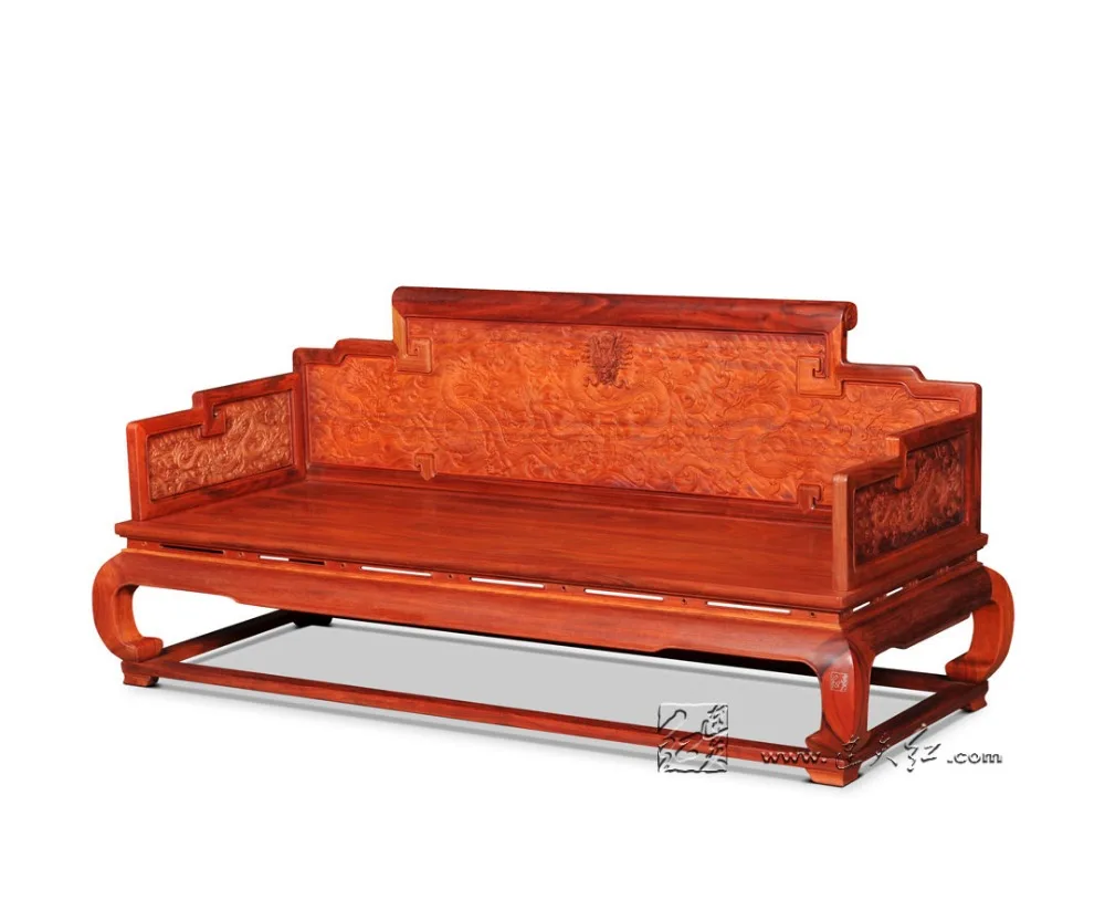 

Triple Chair with Cloud-dragon Stripes Rosewood 3 seats Sofa Bed Solid Wood Chaise New fashion Lounge Room Furniture Couch Divan
