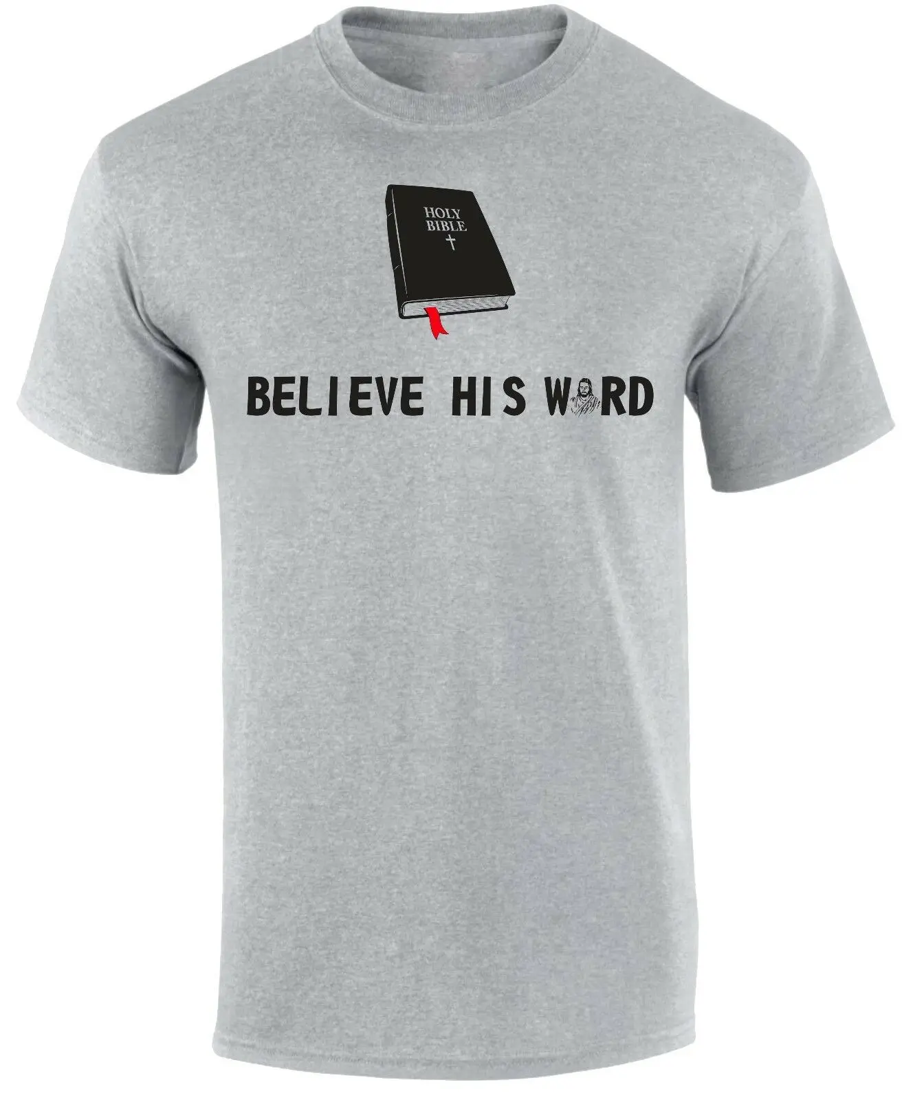Believe His Word Holy Bible Prayer Faith Jesus Christ Religious Men's T Shirt | Мужская одежда