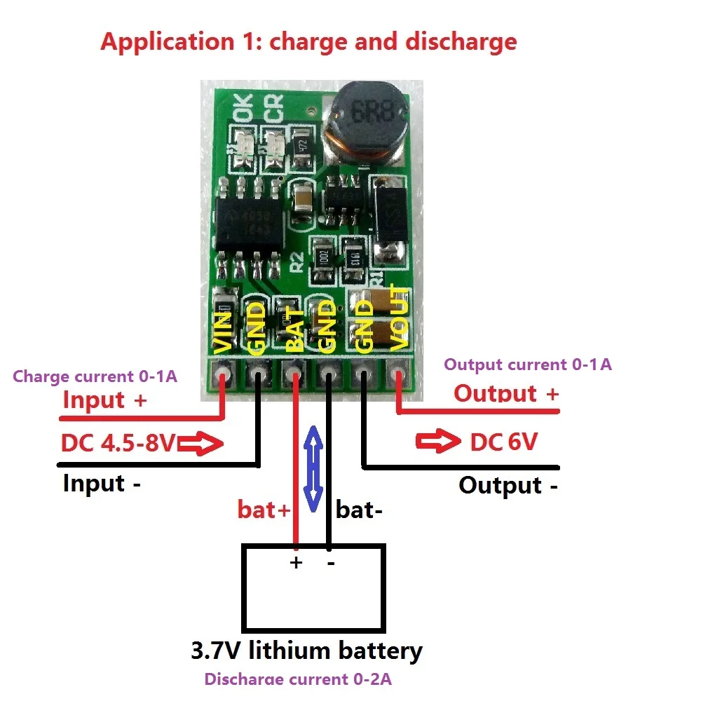 

6V UPS Portable Power Diy Board 2in1 Charger & Boost DC DC Converter Module Charge in 4.5-8V Boost out 6V