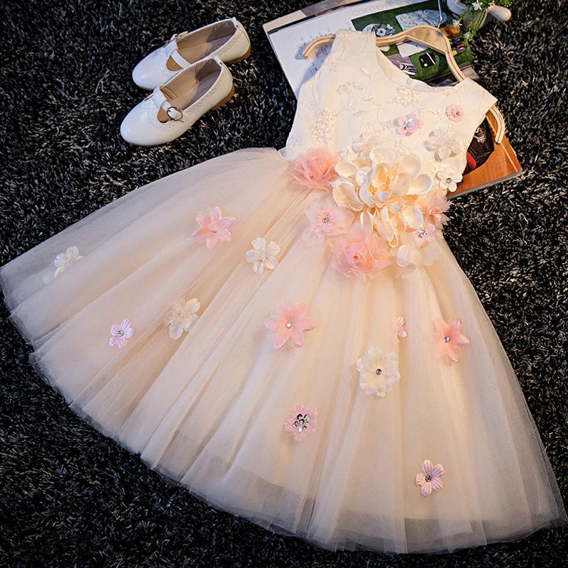 Floral Sweet A-Line Lace Up Embroidery Appliques Princess Kids Dress For Girls Elegant Prom Party Wedding Flower Girls Dress P76 Floral Sweet A-Line Lace Up Embroidery Appliques Princess Kids Dress For Girls Elegant Prom Party Wedding Flower Girls Dress P76