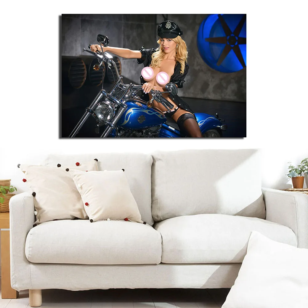 Настенные художественные картины мотоцикл и сексуальная девушка постер печать на холсте картины для декора гостиной J33