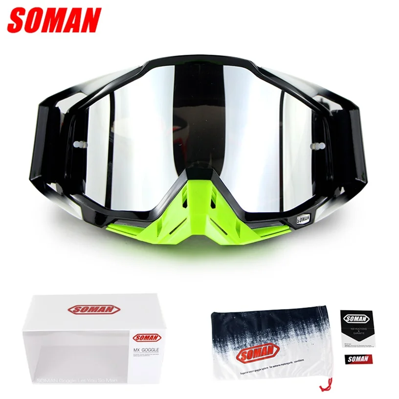 Очки для мотокросса по бездорожью,, SOMAN SM11, бренд ATV, шлем, мото велосипед, Gafa, очки для мотогонок - Цвет: black silver-group