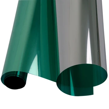 

HOHOFILM 70cmx500cm Green&Silver Mirror Window Film House Glass Stickers Solar Tint Reflective Film 27.55''x196.8'' UV Proof