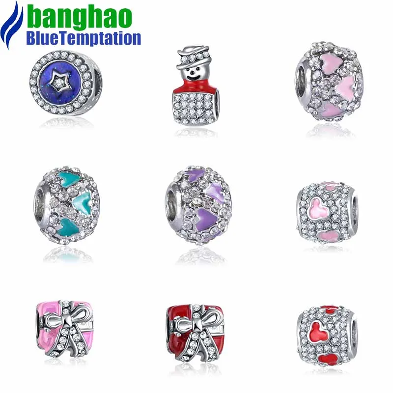 

1Pc Charm Bracelet plata de ley 925 Heart Charm DIY Beads Day Collection Preview Berloque crystal bead