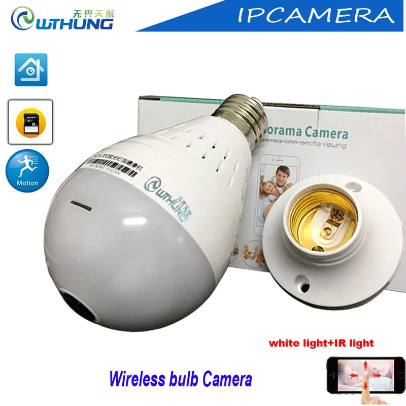 WTHUNG 2MP 1080P Wireless wifi IP Camera Bulb Light FishEye 360 Degree 3D VR Mini Panoramic