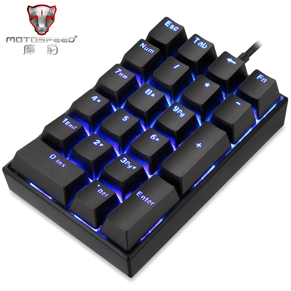 

Motospeed K23 USB wired Numeric Mechanical Keyboard with Kailh Box Switch Black Blue Backlight 21 Keys Hot Sale