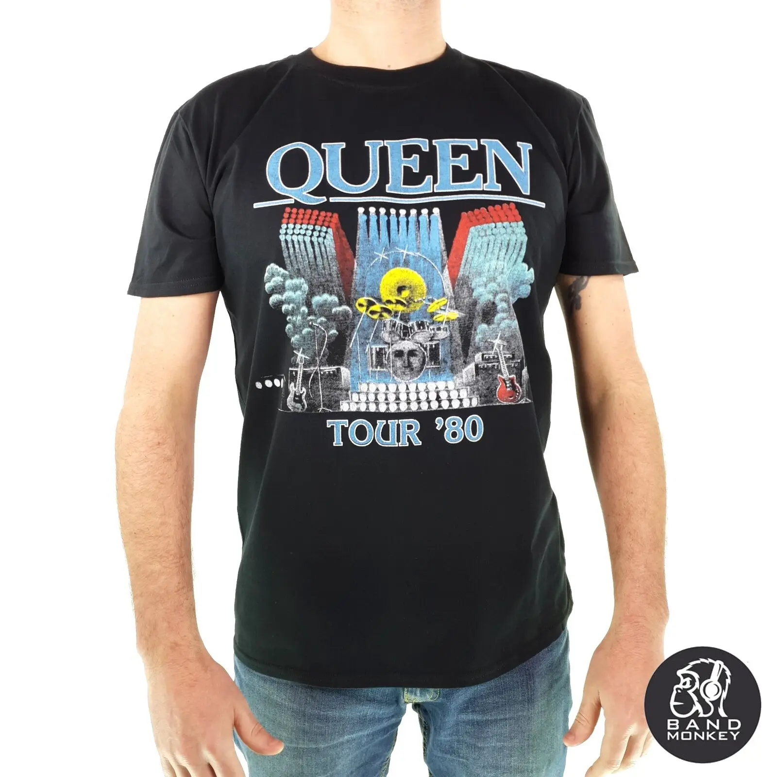 Мужская футболка с принтом Queen-Men черная в стиле хип-хоп Повседневная коротким