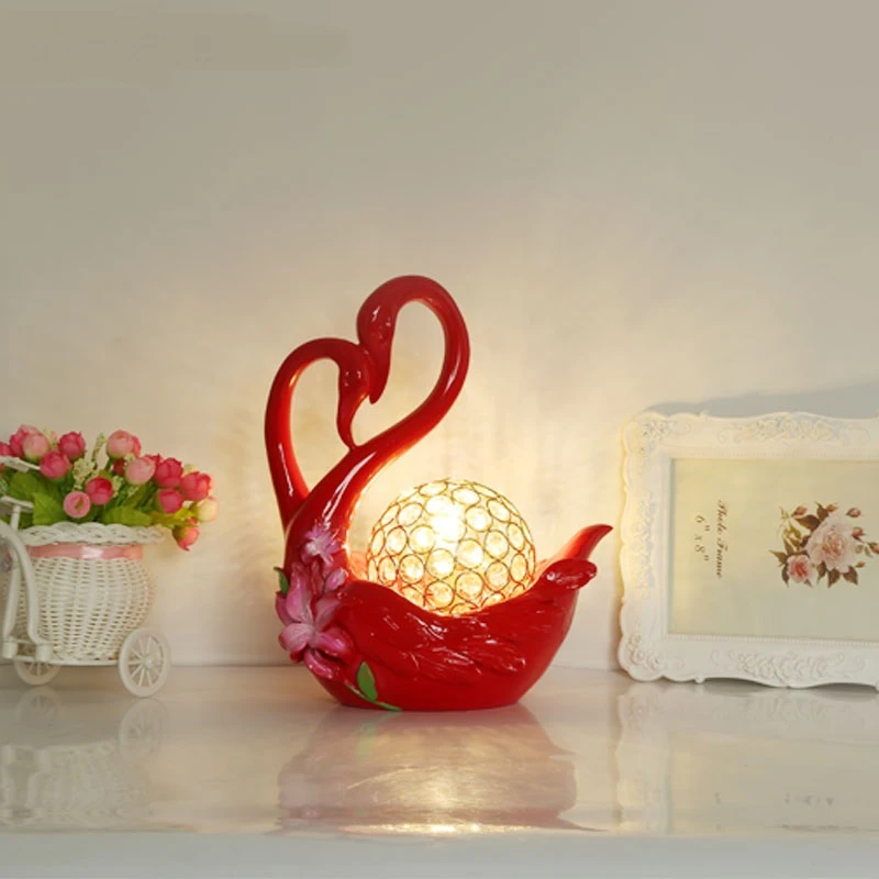 red bedside lamp