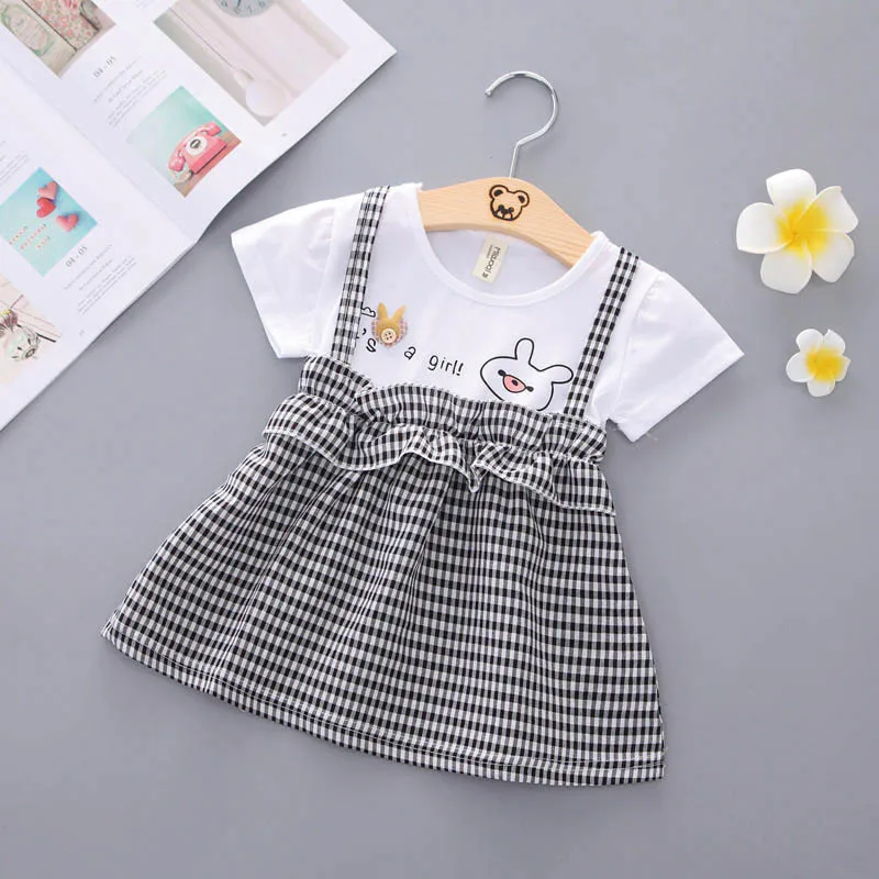 Children Girls Fashion Casual Cotton Plaid Pattern Fake Two Piece Skirt Cute Bunny Sweet Dress 0-3Y Toddler Girl Clothes Children Girls Fashion Casual Cotton Plaid Pattern Fake Two Piece Skirt Cute Bunny Sweet Dress 0-3Y Toddler Girl Clothes