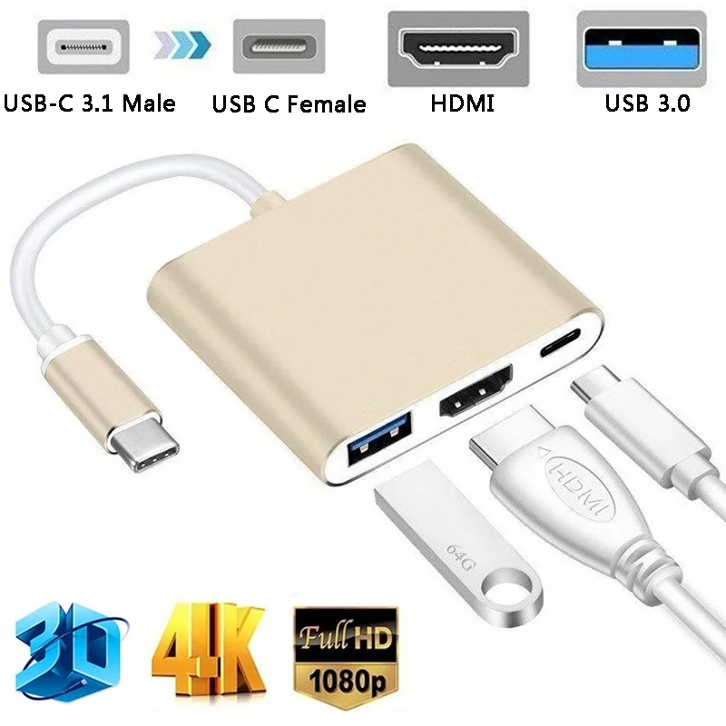 

Type-C to HDMI USB 3.0 Type-C HDMI Multiport Adapter, USB-C HDMI Digital AV Adapter Charging Connecting Converter for MacBook