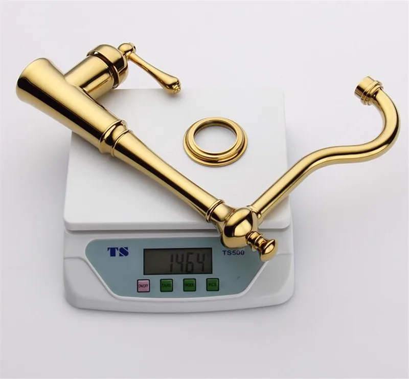 Kitchen Sink Faucets Hot& Cold Brass Sink Mixer Tap Single Handle Deck Mounted Water Crane Tap Gold/Rose gold Kitchen Faucet