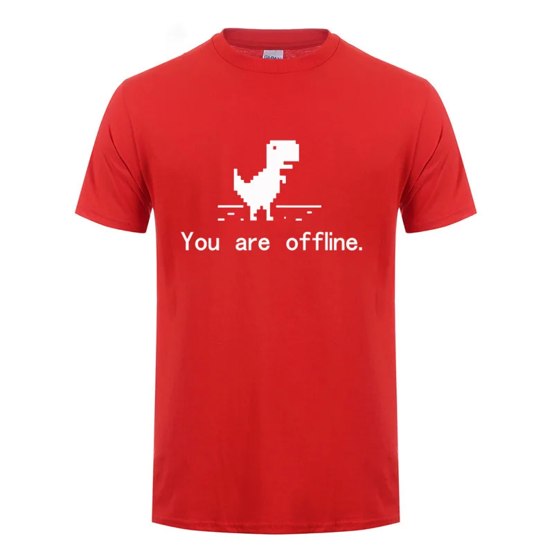 Вы не в сети ошибка 404 страница компьютер динозавр футболка Забавный подарок на день рождения для мужчин, для мужчин, для парня, программиста, хлопковая футболка - Цвет: Red