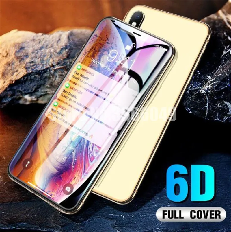 6D полное покрытие закаленное стекло пленка для iPhone XS Max полный изогнутый край 9 H Твердый защитный экран для iPhone XR с розничной коробкой