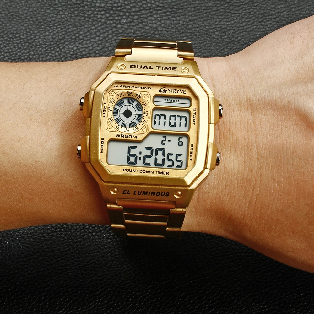 Stryve orologi da uomo 2023 Luxury Brand in acciaio inossidabile Fashion Count Down Clock impermeabile Sport Digital Electronic Led Watch