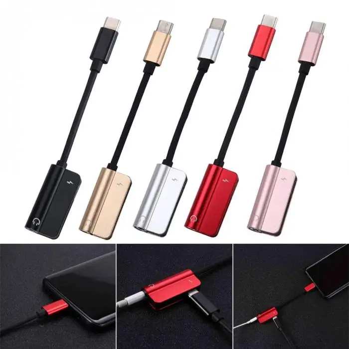 USB C аудио кабель 2 в 1 type-C до 3,5 мм разъем для наушников адаптер приемник аудио сплиттер для Xiaomi 8 HSJ-19