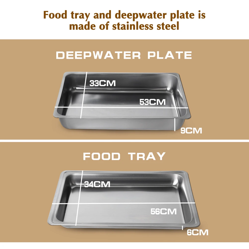 9л Жаровня из нержавеющей стали буфет питание 2 Еда Пан прямоугольная жаровня блюдо наборы вечерние поднос для еды с подогревом набор посуды