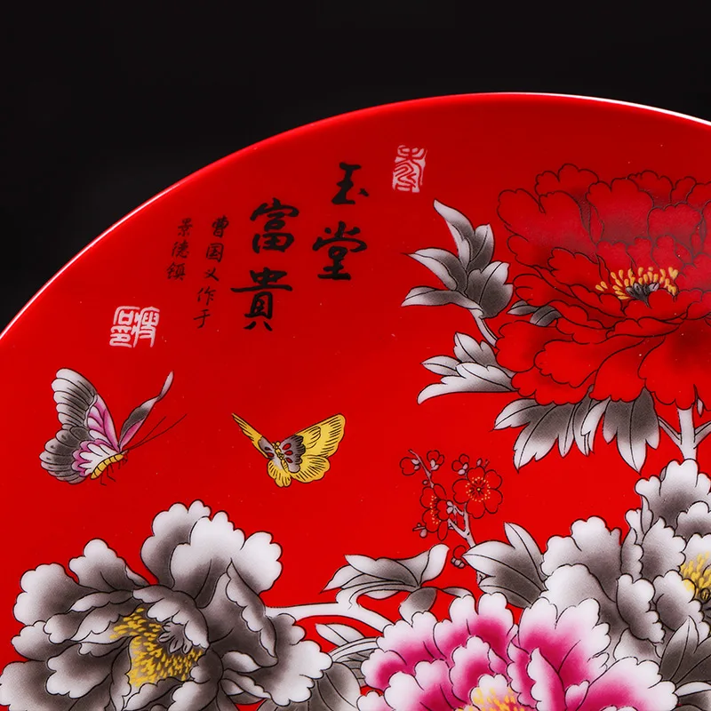10 дюймовый керамический фарфор Jingdezhen ремесла китайский пион цветок декоративные
