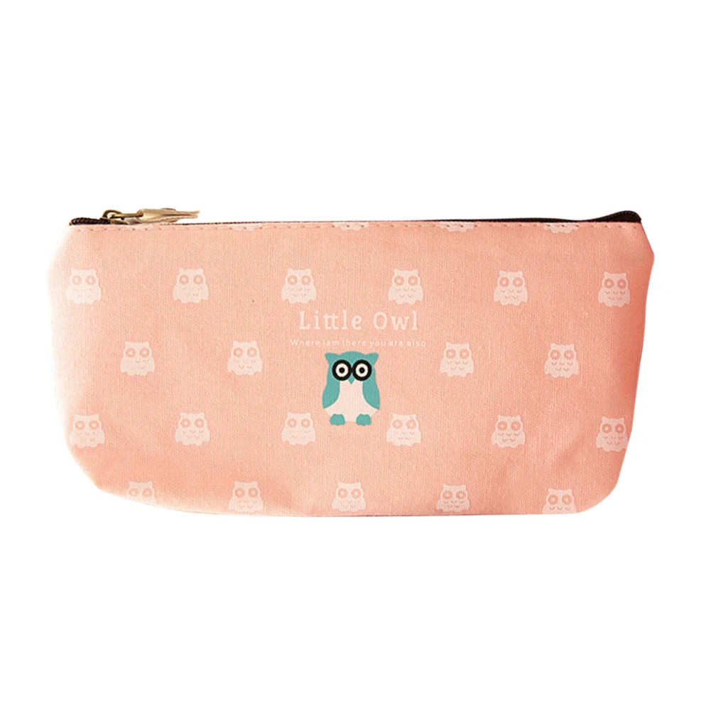 Women Cartoon Cosmetic Bag Canvas Little Ship Owl Dolphin Cute Zipper Pencil Case Stationery Make Up Storage Pouch Pen Bag Hot